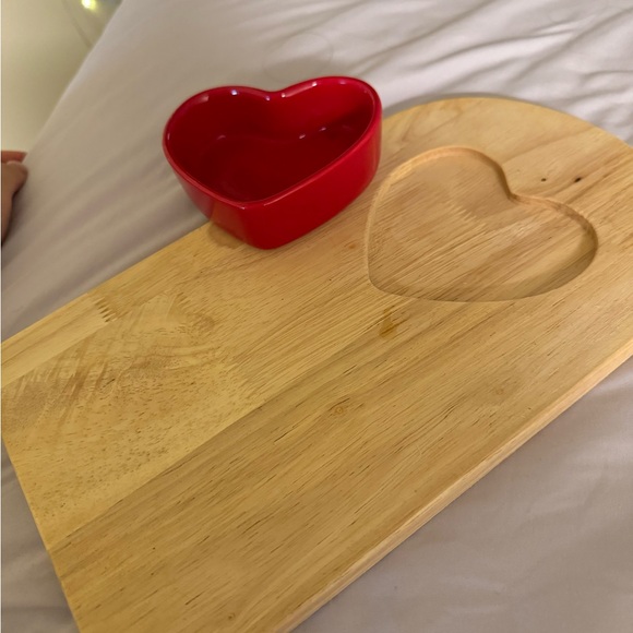Wooden tray and heart bowl - Picture 1 of 6